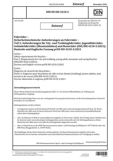DIN EN ISO 4210-2 - DRAFT