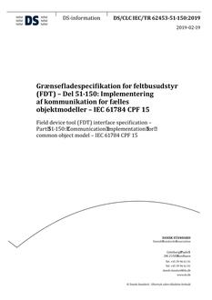 DANSK DS/CLC IEC/TR 62453-51-150