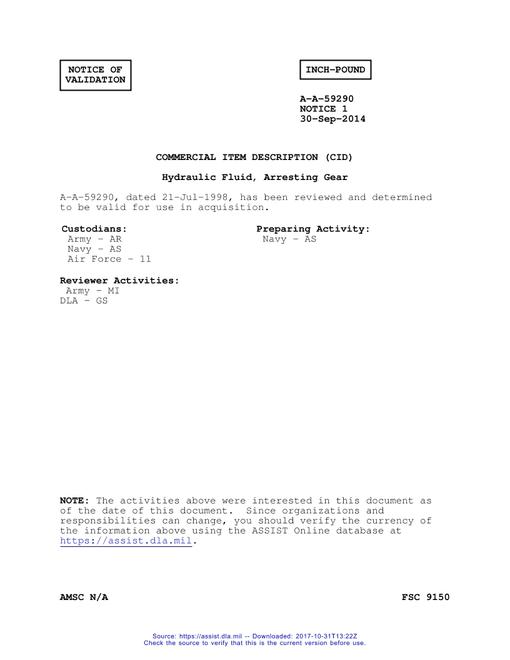 CID A-A-59290 Notice 1 - Validation 1