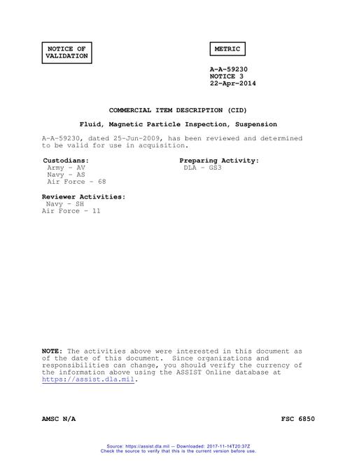 CID A-A-59230 Notice 3 - Validation 3