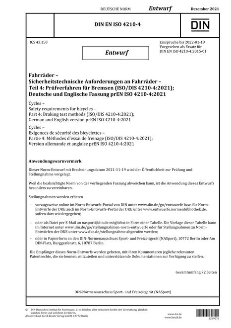 DIN EN ISO 4210-4 - DRAFT