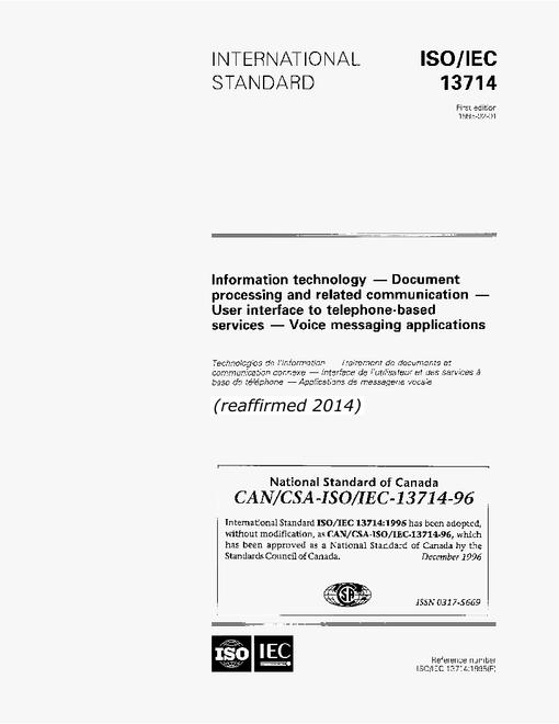 CAN/CSA-ISO/IEC 13714-96 (R2014)