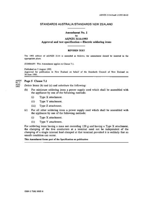 AS/NZS 3114:1993 AMDT 1