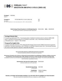 DANSK DSF/ETSI EN 300 674-2-1 V3.0.1 (2021-10)