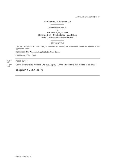 AS 4992.2(INT)-2003 AMDT 1