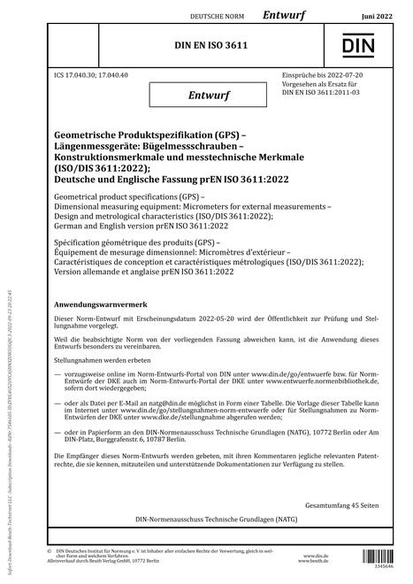 DIN EN ISO 3611 - DRAFT