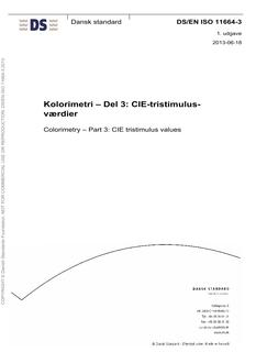 DANSK DS/EN ISO 11664-3