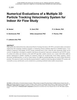 2-C23 - Numerical Evaluations of a Multiple 3D Particle Tracking Velocimetry System for Indoor Air Flow Study