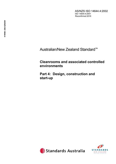 AS/NZS ISO 14644.4:2002