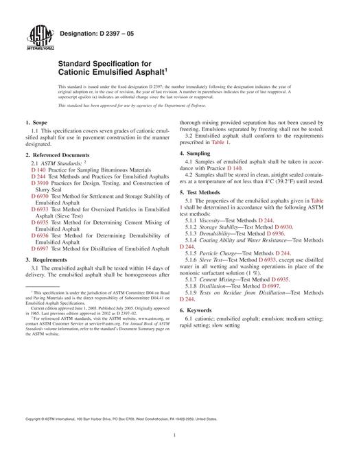 ASTM D2397-05