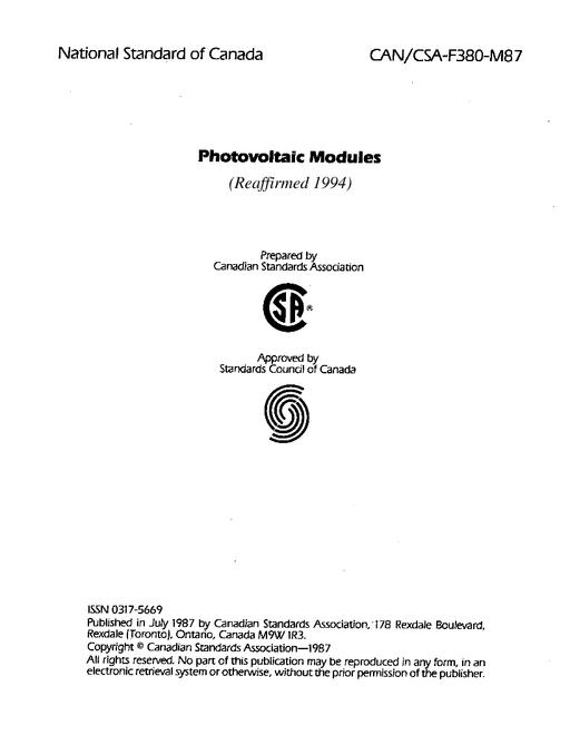 CAN/CSA F380-M87 (R1994)