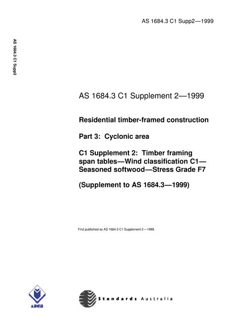AS 1684.3 C1 SUPP 2-1999