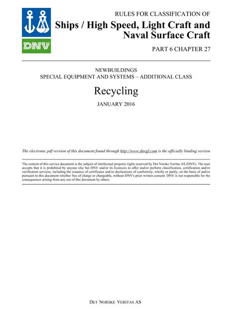 DNV DNV-RU-SHIPS/HSLC PART 6 CHAPTER 27