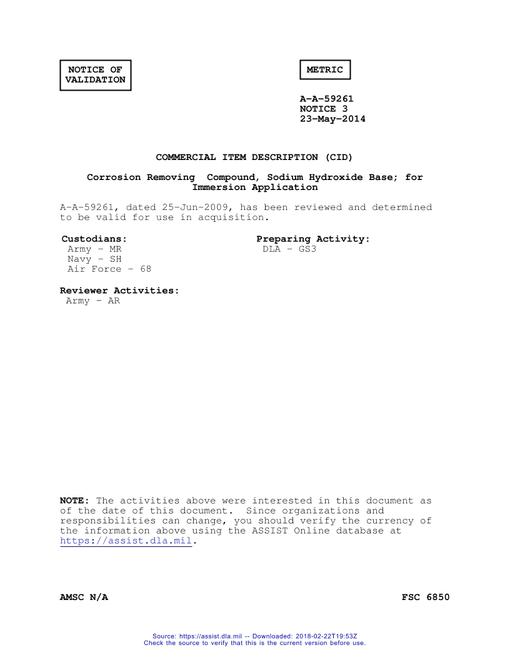 CID A-A-59261 Notice 3 - Validation 3