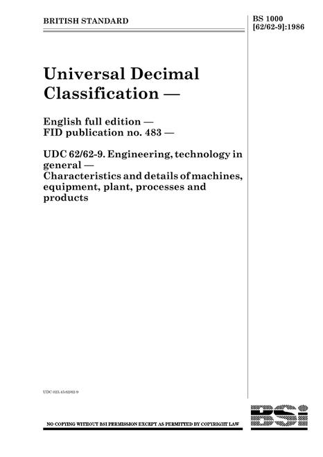 BS 1000[62/62-9]:1986