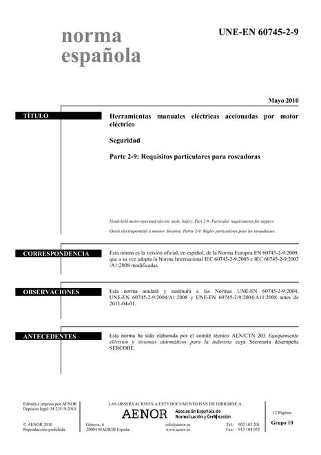 AENOR UNE-EN 60745-2-9
