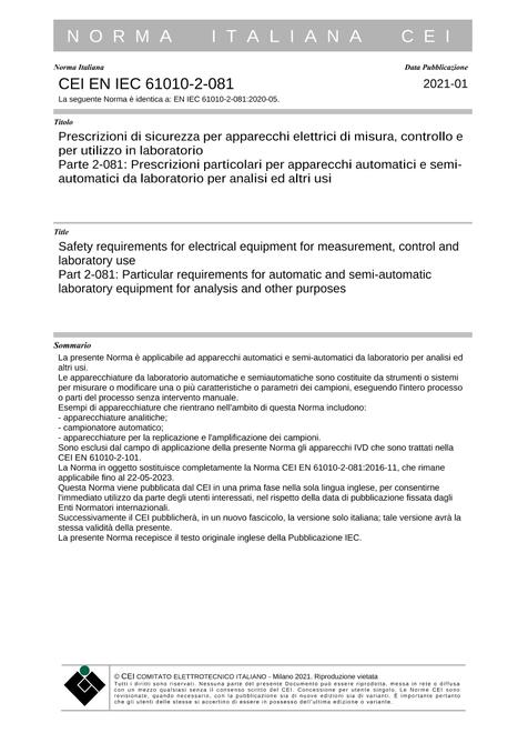 CEI EN IEC 61010-2-081