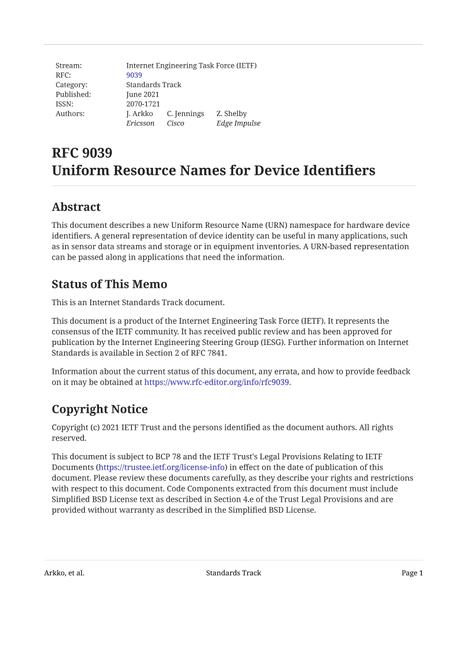 IETF RFC 9039
