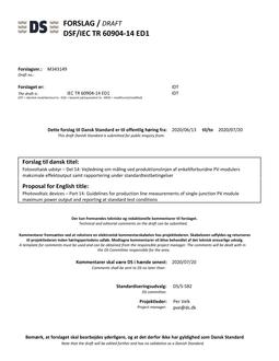 DANSK DSF/IEC TR 60904-14 ED1
