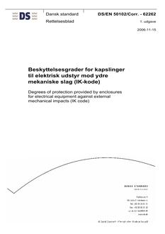 DANSK DS/EN 50102/CORR. - 62262