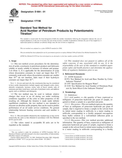 ASTM D664-01