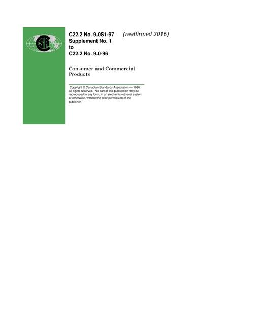 CSA C22.2 NO. 9.0S1-97 (R2016)