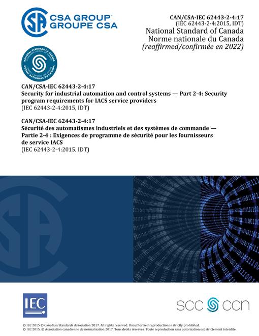CAN/CSA-IEC 62443-2-4:17 (R2022)