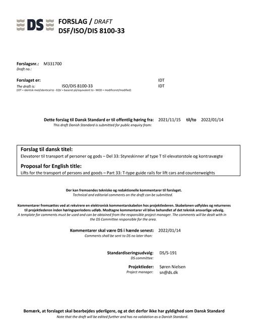DANSK DSF/ISO/DIS 8100-33
