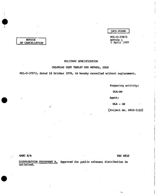 MIL MIL-C-37873 Notice 1 - Cancellation
