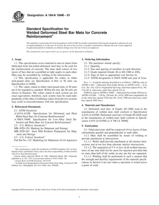 ASTM A184/A184M-01