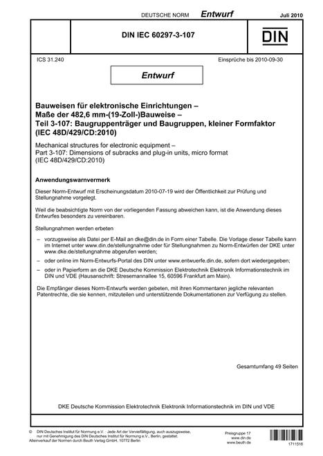 DIN IEC 60297-3-107 - DRAFT