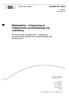 DANSK DS/ISO/TR 14062