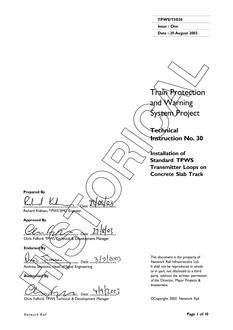 NR TPWS/TI/030 ISSUE 1