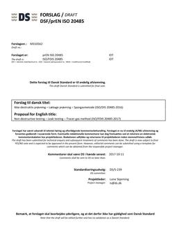 DANSK DSF/PREN ISO 20485