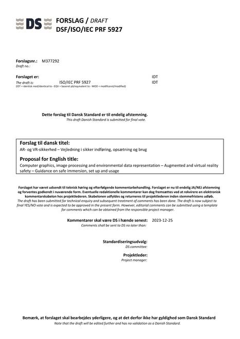 DANSK DSF/ISO/IEC PRF 5927