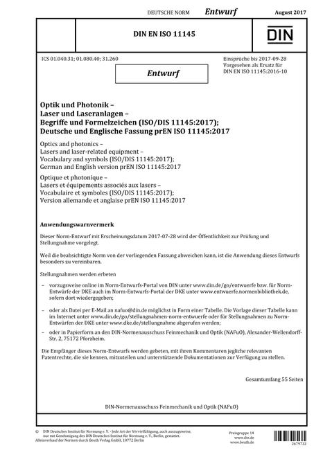 DIN EN ISO 11145 - DRAFT