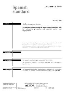 AENOR UNE-ISO/TS 16949