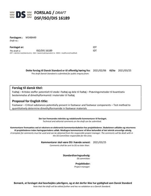 DANSK DSF/ISO/DIS 16189