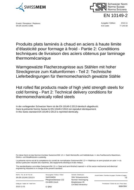 SNV SN EN 10149-2