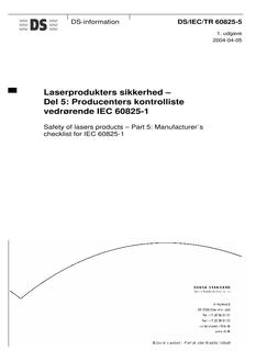 DANSK DS/IEC/TR 60825-5