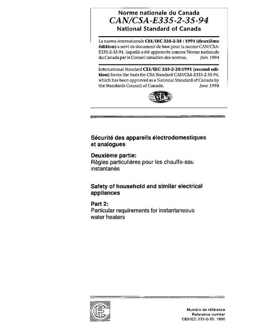 CAN/CSA E335-2-35-94