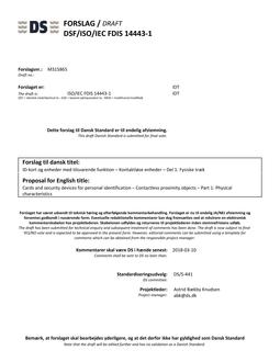 DANSK DSF/ISO/IEC FDIS 14443-1