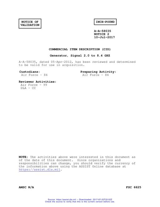 CID A-A-58035 Notice 2 - Validation 2