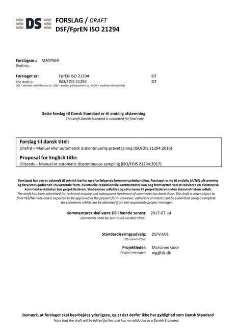 DANSK DSF/FPREN ISO 21294