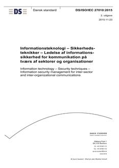 DANSK DS/ISO/IEC 27010