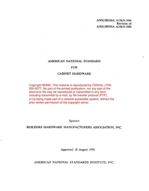 BHMA A156.9-1994