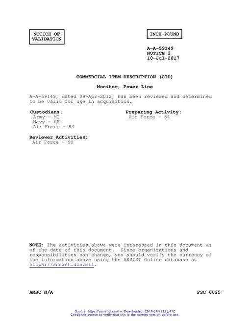 CID A-A-59149 Notice 2 - Validation 2