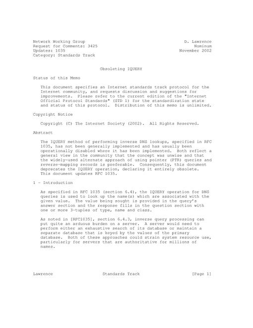 IETF RFC 3425