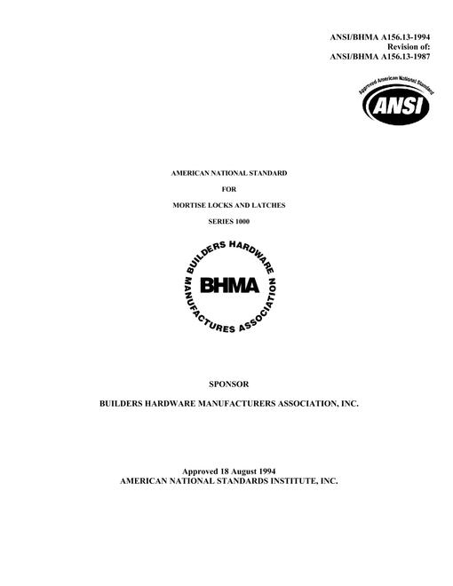 BHMA A156.13-1994