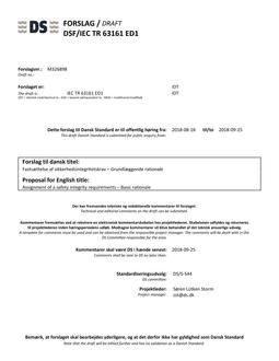 DANSK DSF/IEC TR 63161 ED1